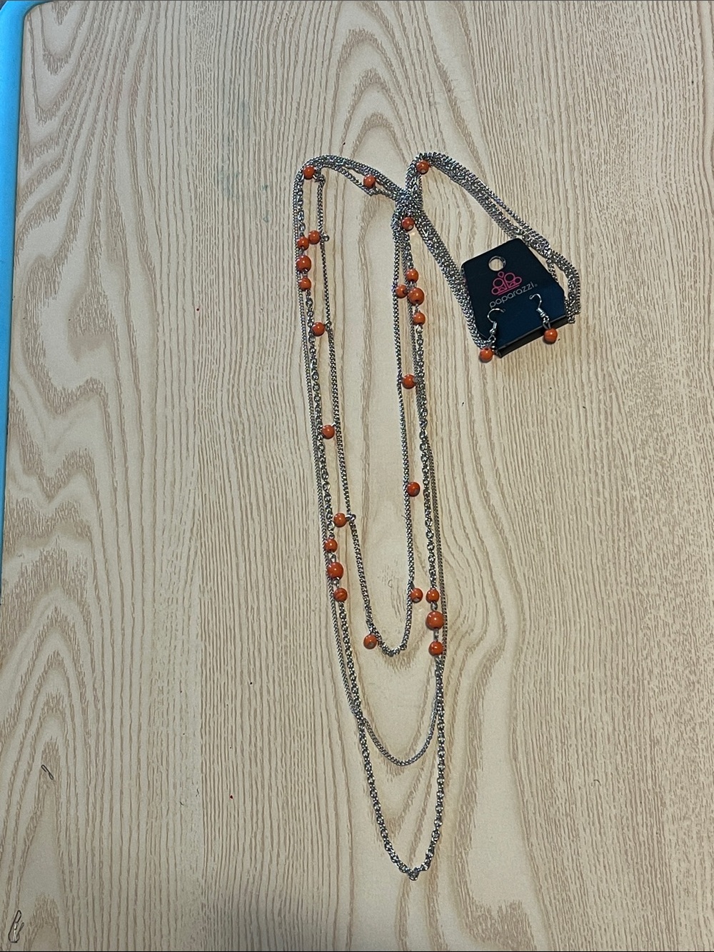 Paparazzi Silver-Tone Layered Necklace with Orange Beads